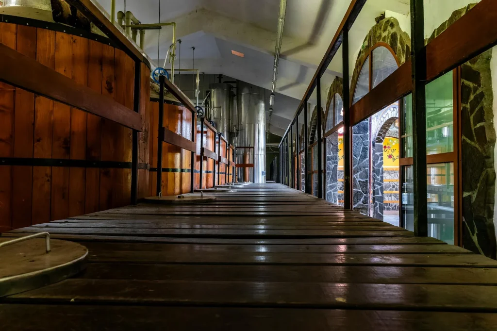 Craft beer brewing equipment in a home brewery setup