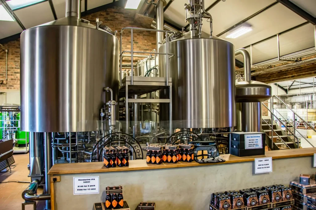 Copper coil brewing equipment in a brew kettle