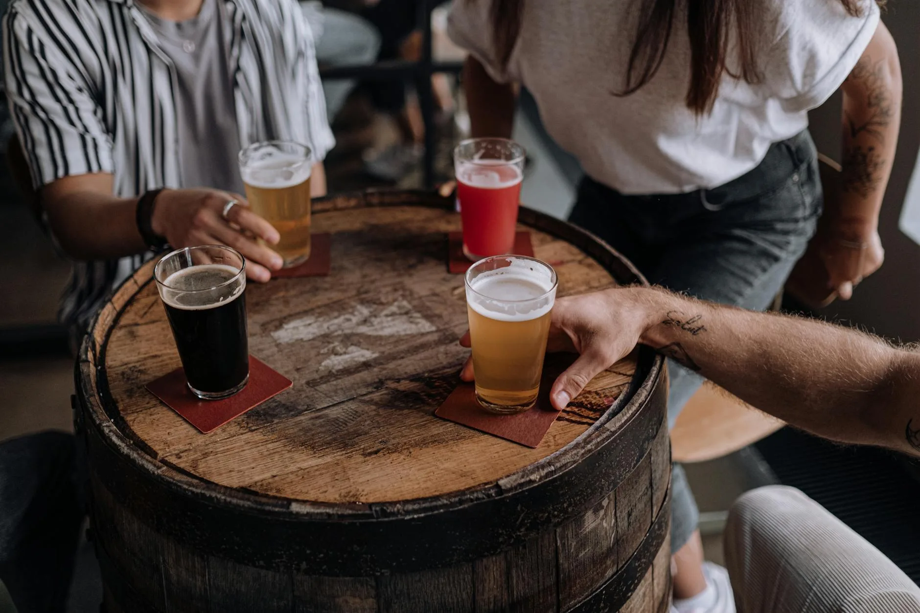 Different styles of craft beer in glasses
