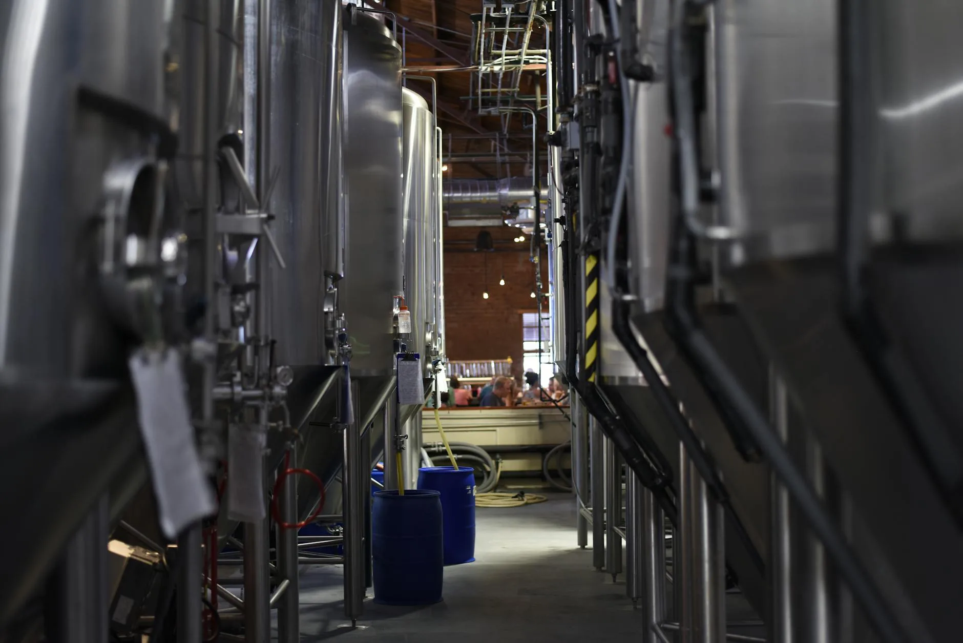 Stainless steel homebrew fermentation equipment in use
