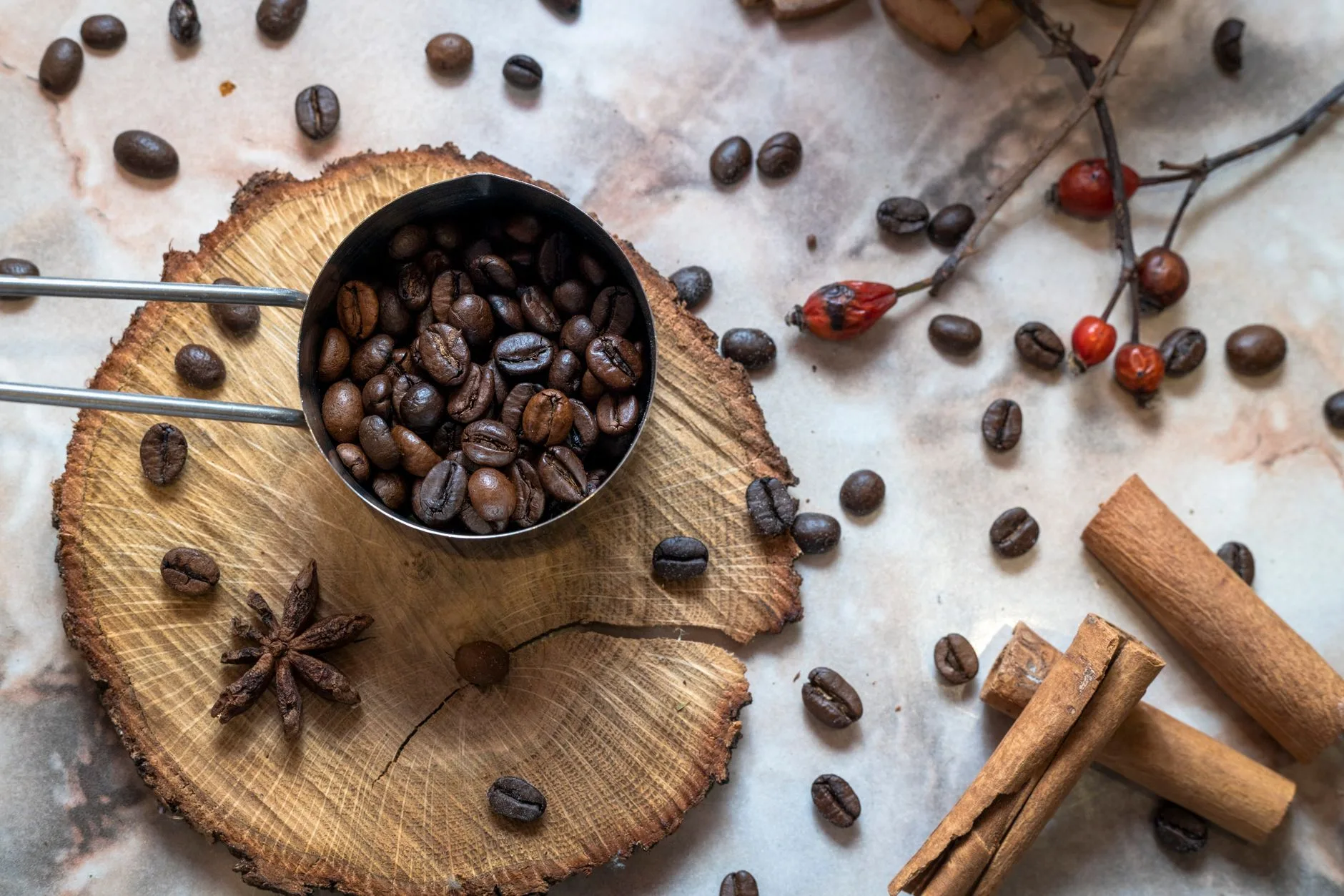 Coffee beans and spices used as beer adjuncts