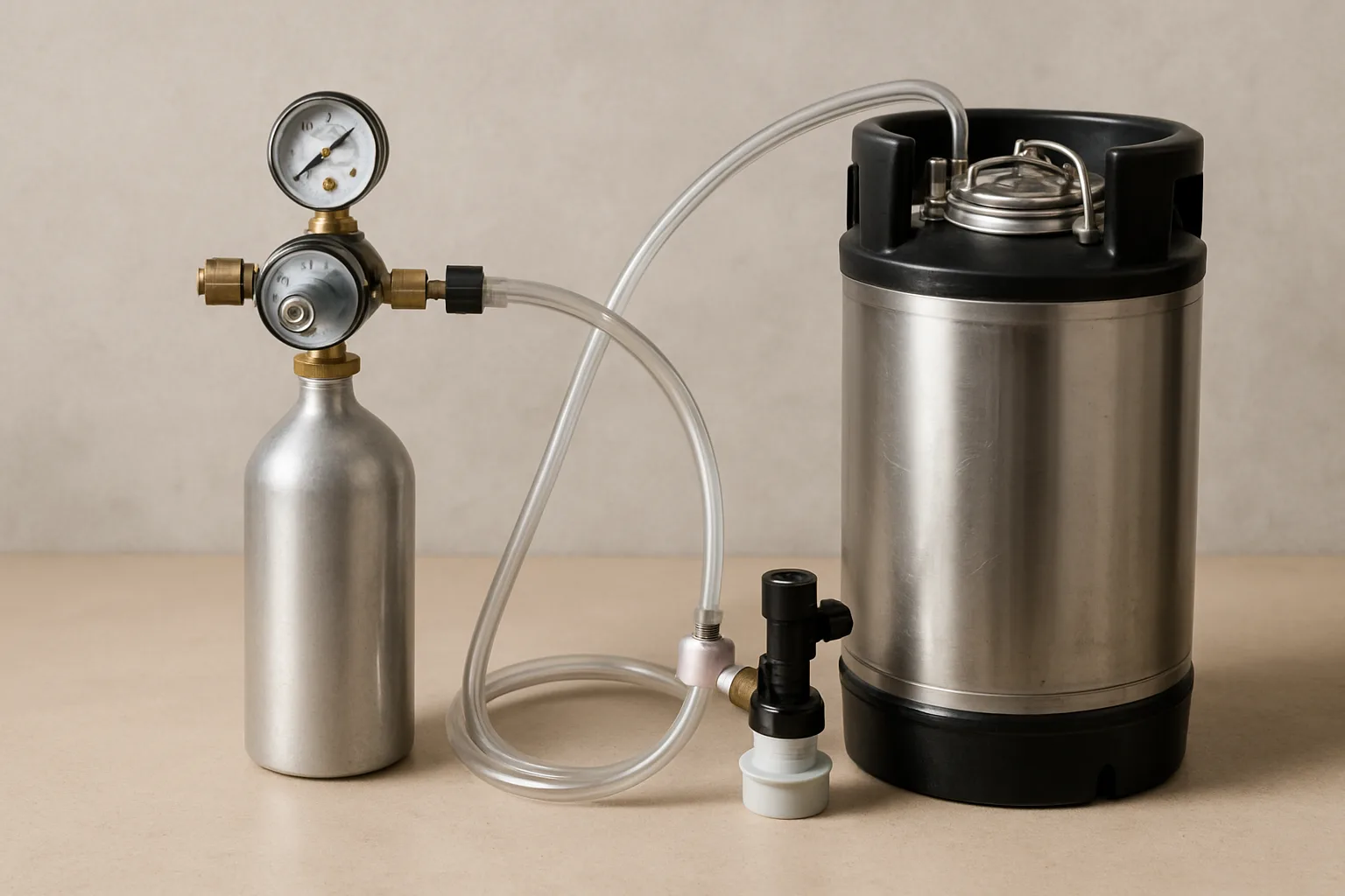 CO2 regulator and keg setup for homebrew carbonation