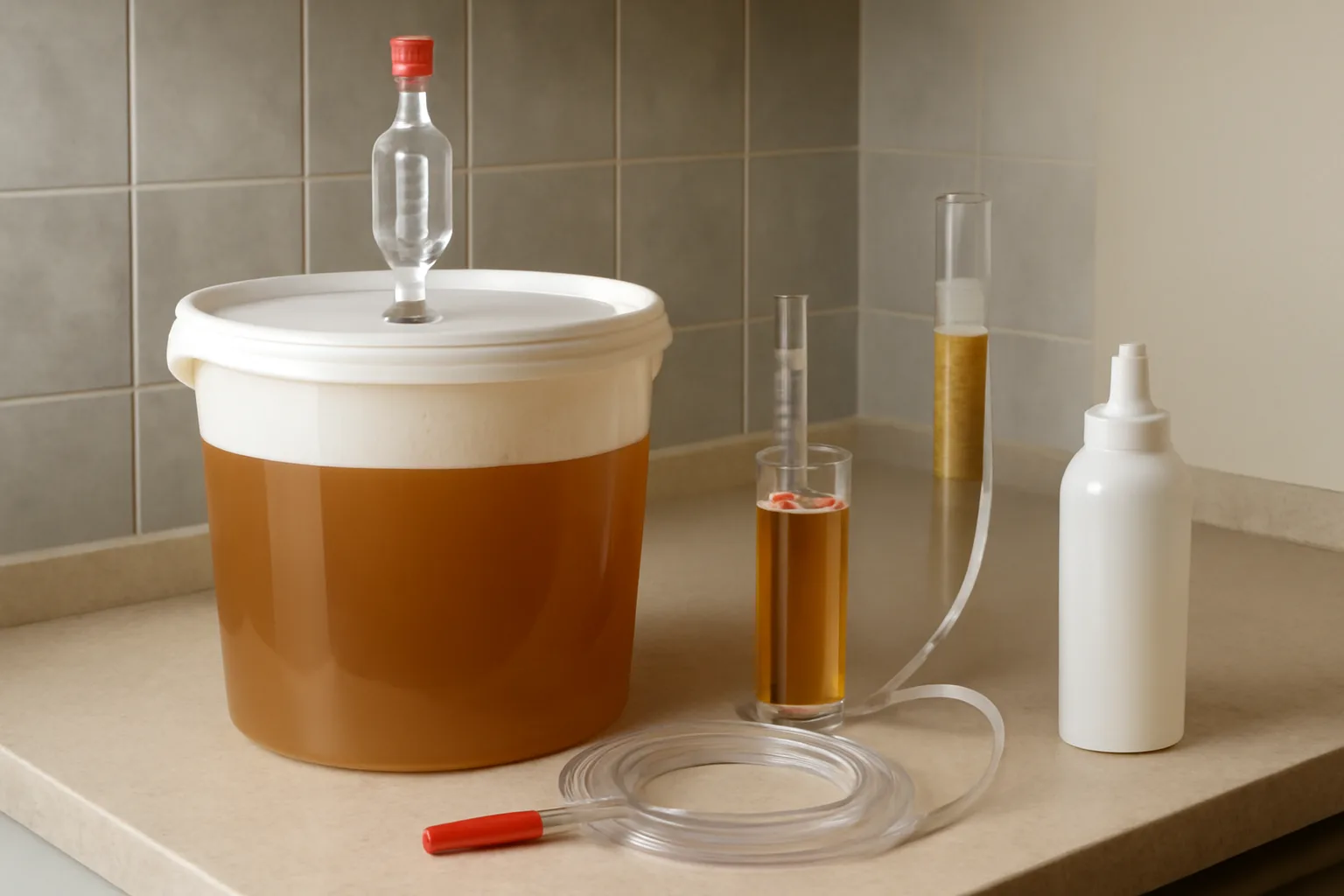 Homebrew fermenter with airlock for a budget setup